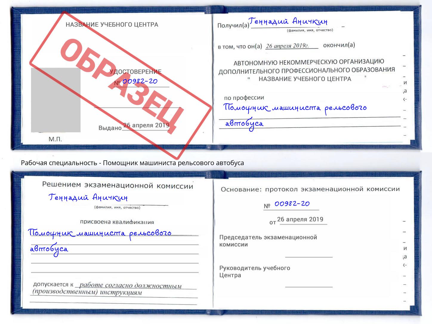 Помощник машиниста рельсового автобуса Сафоново