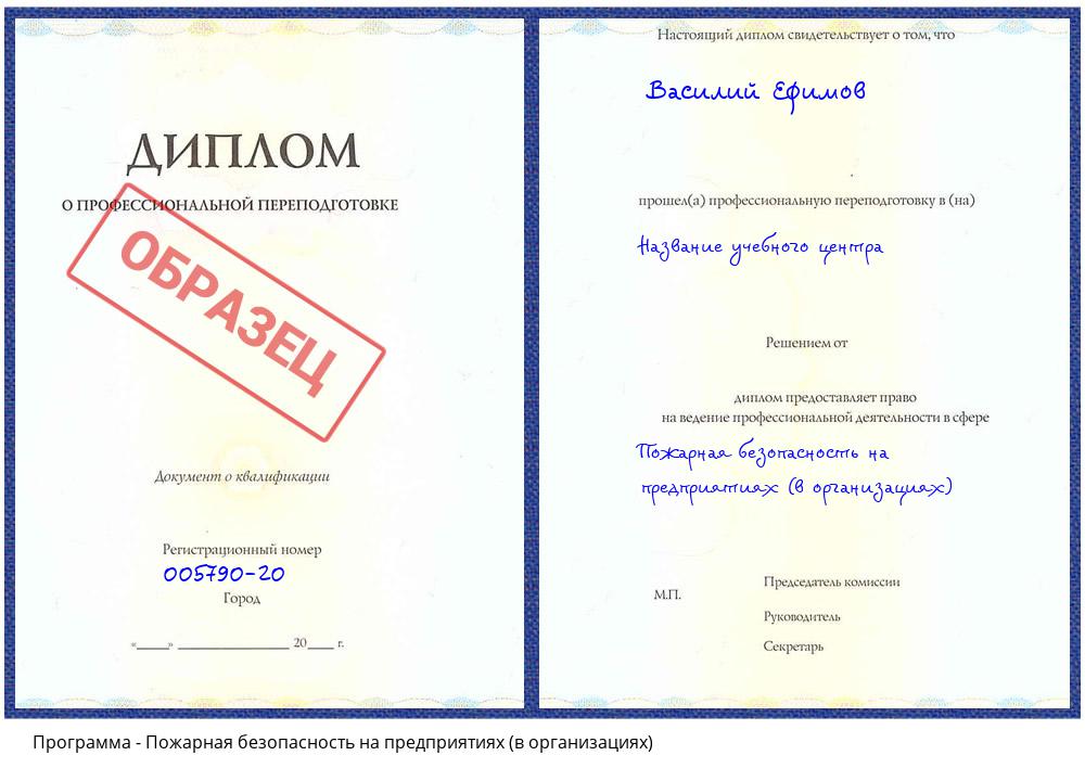 Пожарная безопасность на предприятиях (в организациях) Сафоново